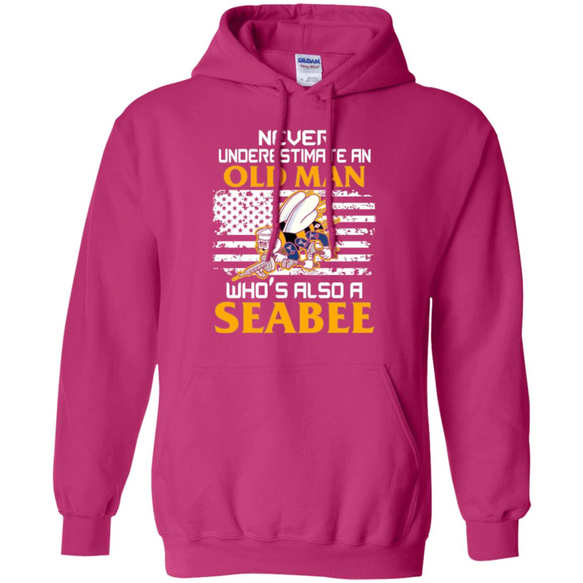 Navy Seabee Veteran T-shirt Never Underestimate An Old Man Heliconia