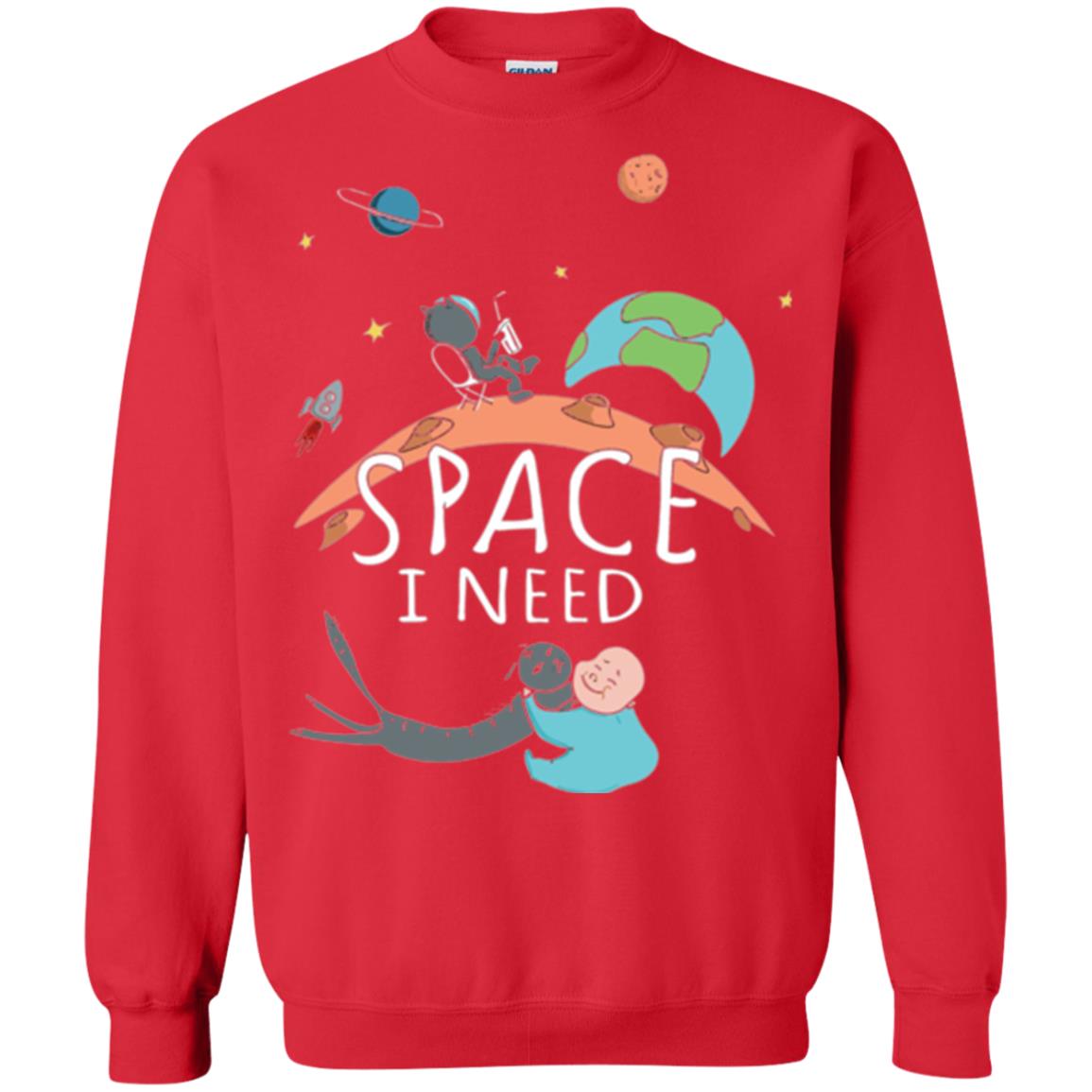 Funny Astronaut Universe Pun T-shirt I Need Space Red
