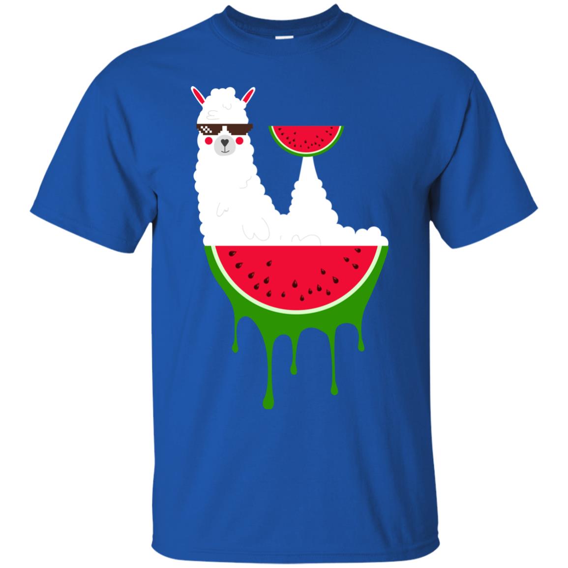 Watermelon Llama Funny Summer Melon Fruit Shirt Royal