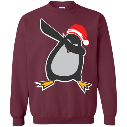 Christmas T-Shirt Dabbing Penguin Maroon