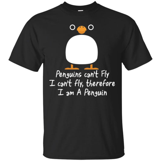 Penguin T-shirt I Can_t Fly Black