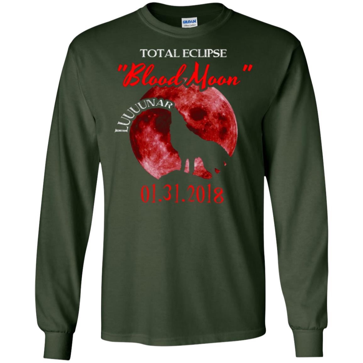 Eclipse T-shirt Total Eclipse Luuuunar Blood Moon Forest Green