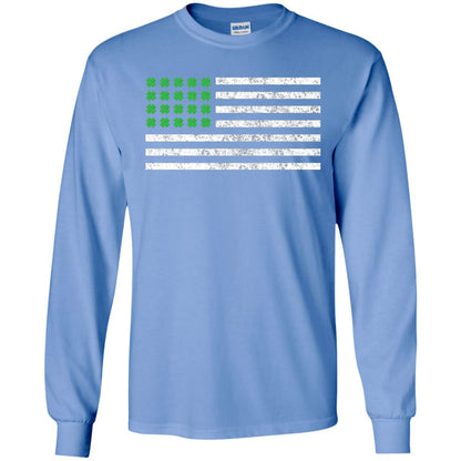 Usa Flag With Irish Shamrock St Patricks Day T-shirt Carolina Blue