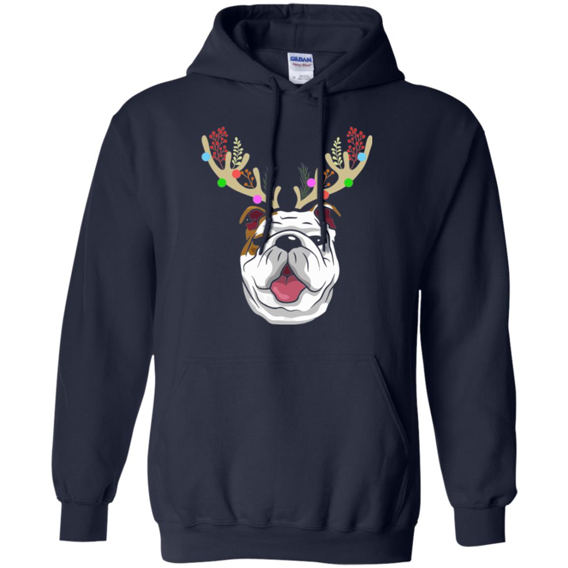 Dog Lovers T-shirt Funny Bulldogs With Antlers Navy