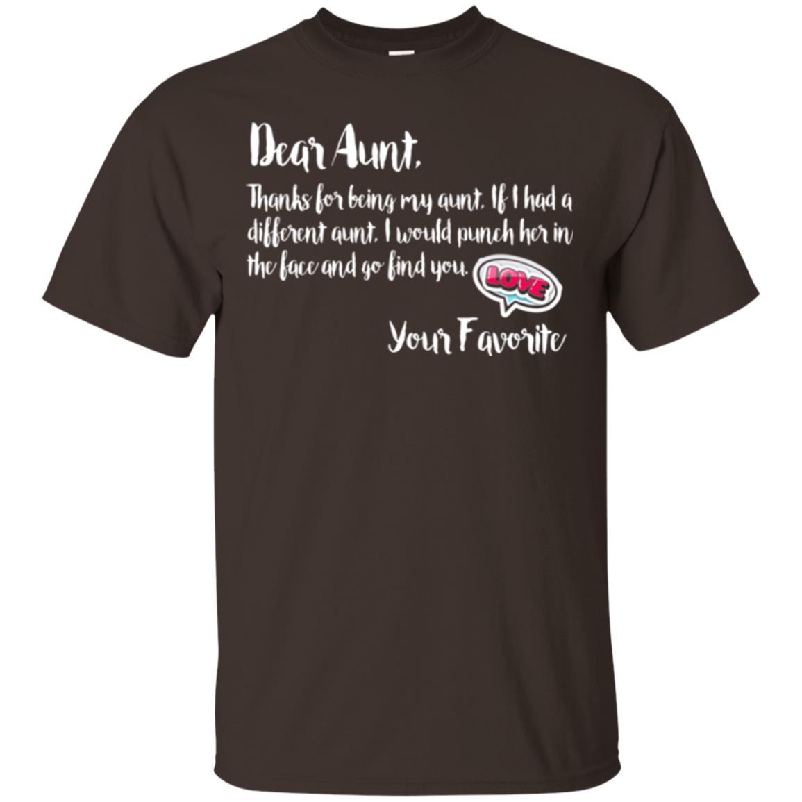 Family T-shirt Dear Aunt Thanks For Being My Aunt Dark Chocolate