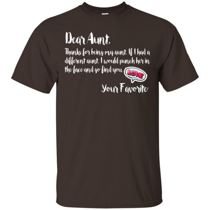 Family T-shirt Dear Aunt Thanks For Being My Aunt Dark Chocolate