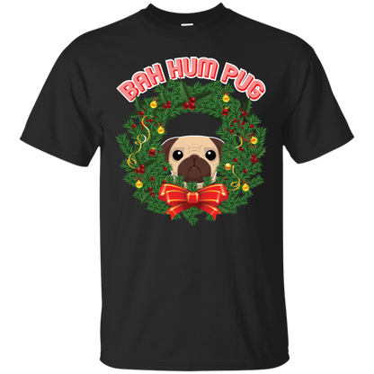 Christmas T-Shirt Bah Hum Pug Black
