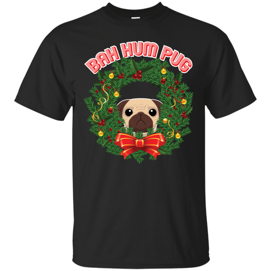 Christmas T-Shirt Bah Hum Pug Black