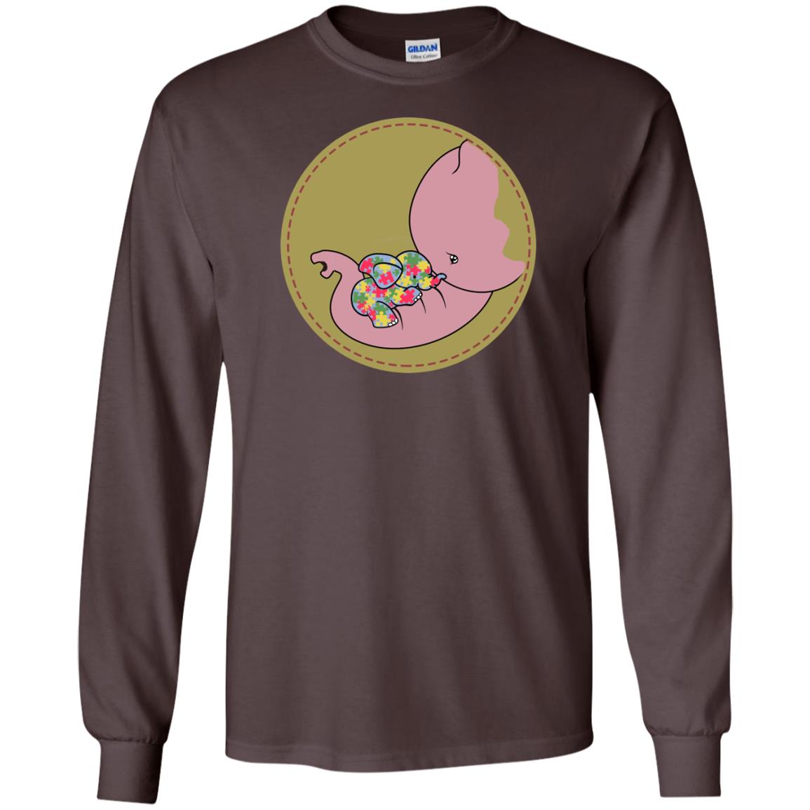 Elephant Mom And Baby Autism Awareness Shirt Dark Chocolate