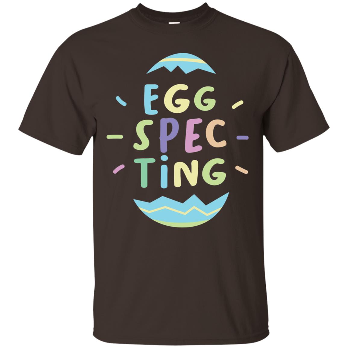 Eggspecting Funny Pregnancy Pregnant Easter Shirt Dark Chocolate