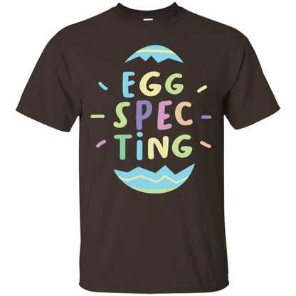 Eggspecting Funny Pregnancy Pregnant Easter Shirt Dark Chocolate