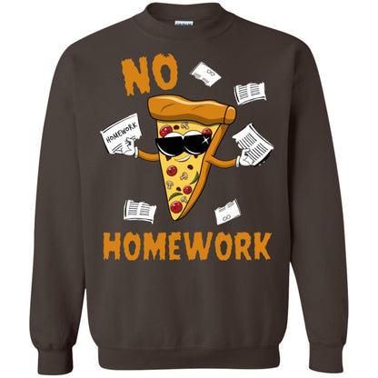 No Homework Funny Pizza Shirt Dark Chocolate