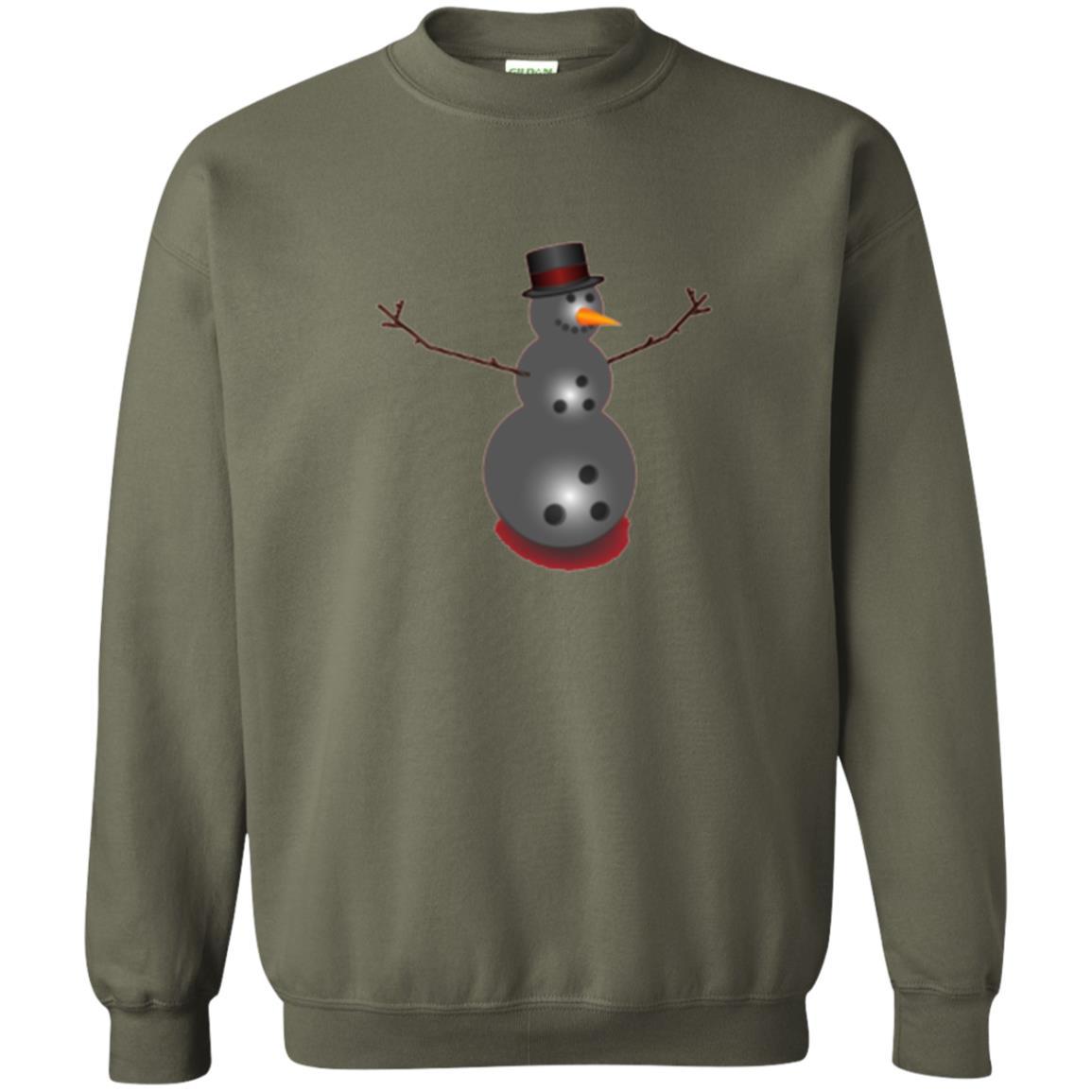 Christmas T-shirt Bowling Ball Snowman Military Green