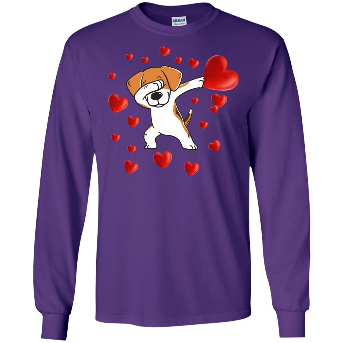 Valentines Day T-shirt Dabbing Dog Purple
