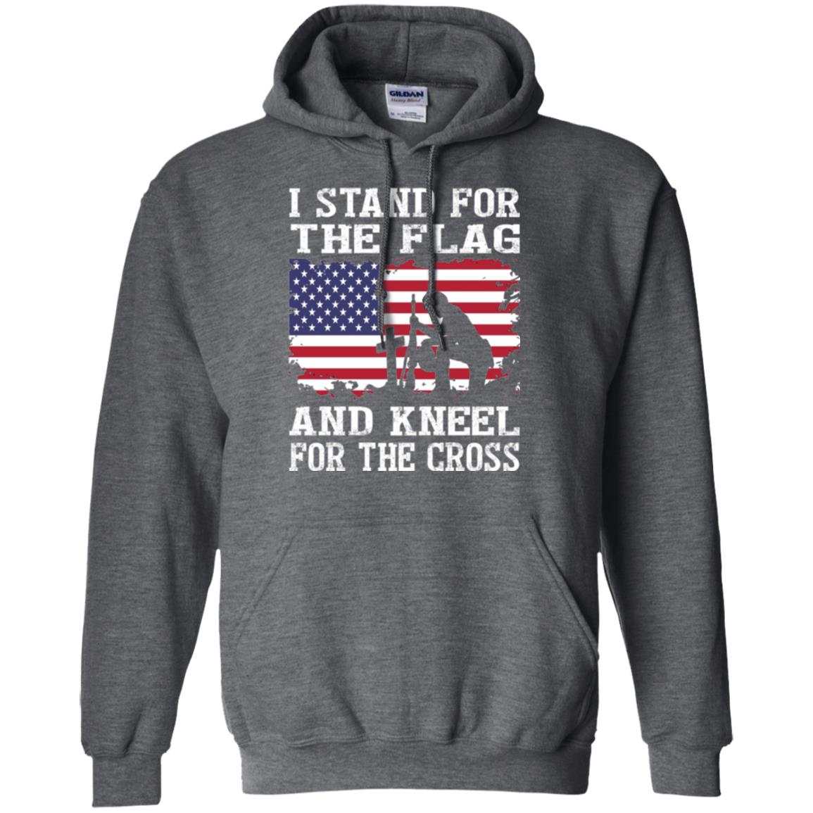 Miiitary T-shirt Stand For The Flag And Kneel For The Cross Dark Heather