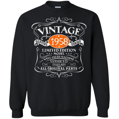 Vintage 60th Birthday T-shirt 1958 All Original Parts Black