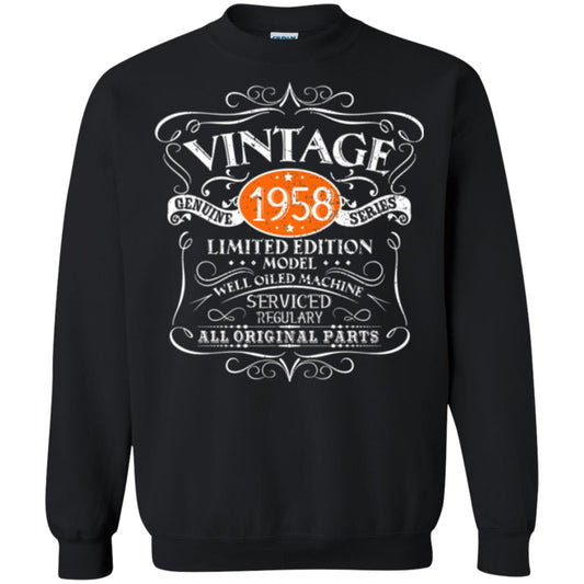 Vintage 60th Birthday T-shirt 1958 All Original Parts Black
