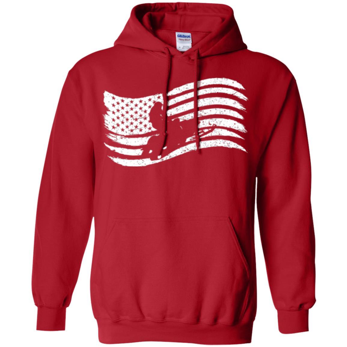Snowmobile Rider T-shirt American Flag Red