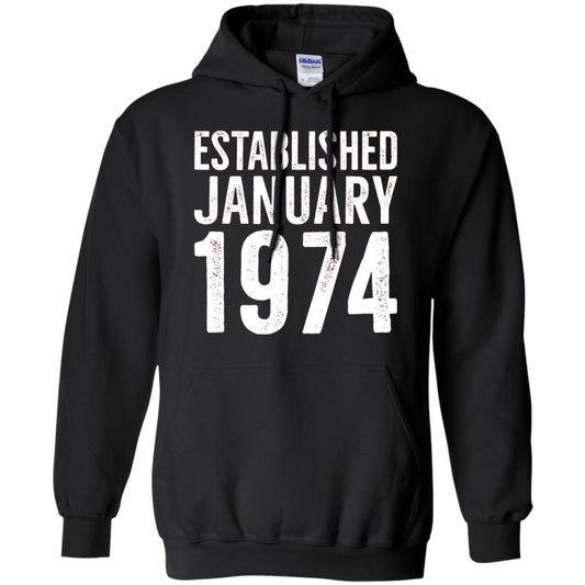 Established January 1974 43rd Birthday T-shirt Black