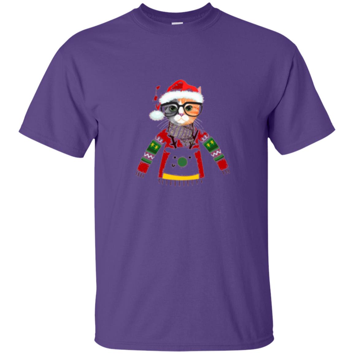 Cat Lovers T-shirt Meowy Christmas Purple