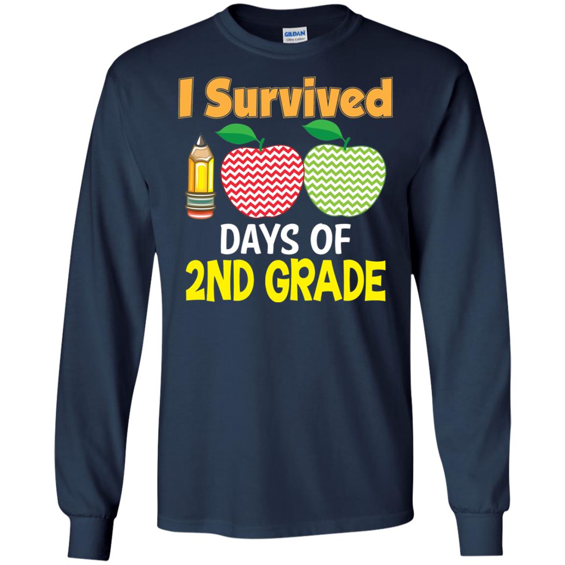 Kindergarten T-shirt I Survived 100 Days Of 2nd Navy