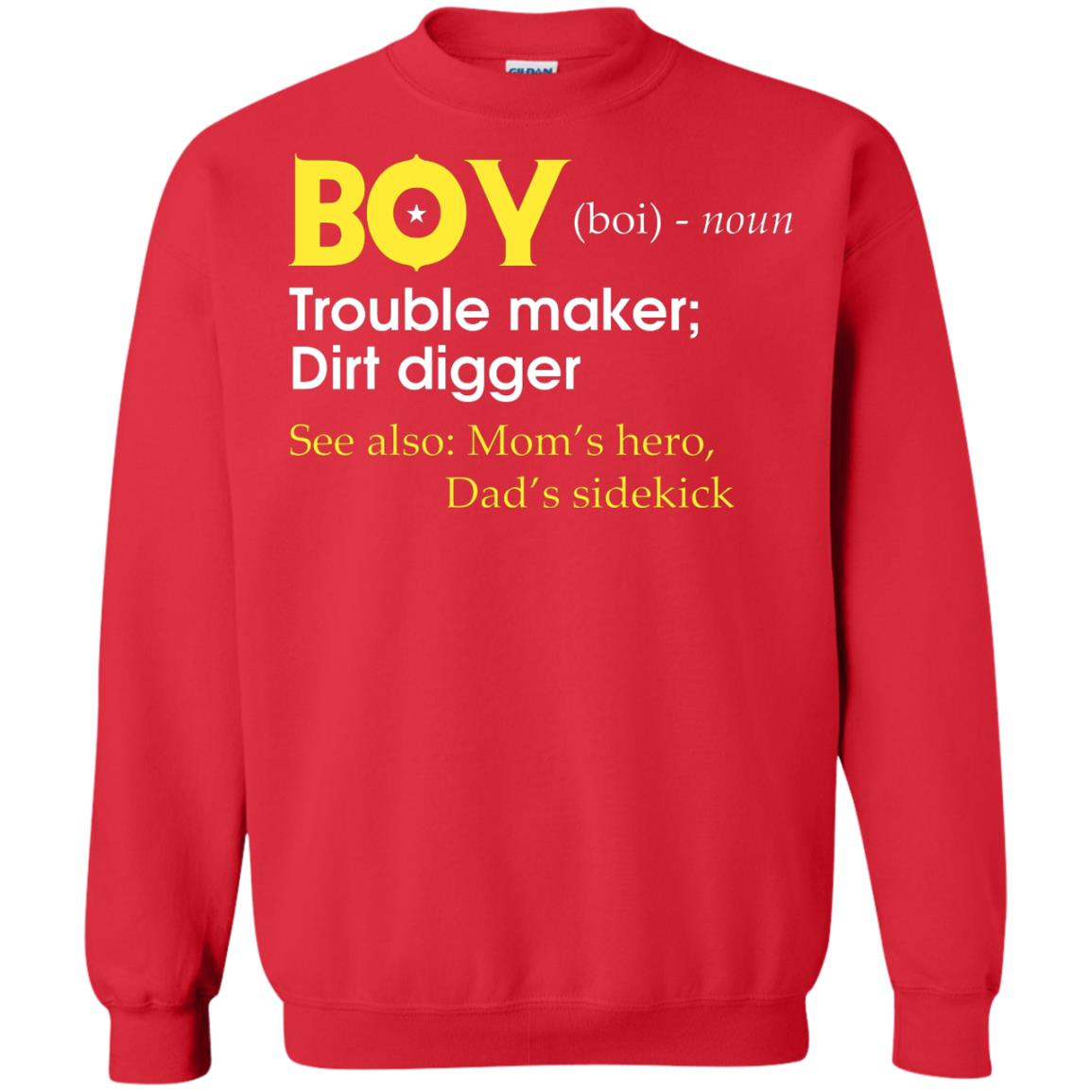 Boy Definition Trouble Maker Dirt Digger Shirt Red