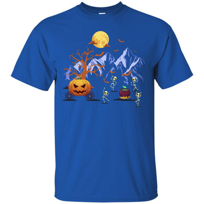 Dancing Skeleton With Pumpkin Funny Halloween Gift Shirt Royal