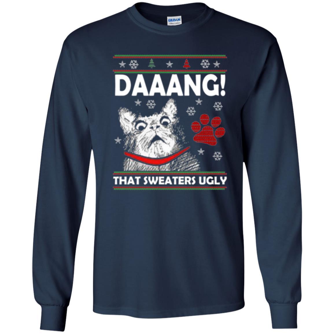 Christmas Cat T-shirt Daaang That Sweaters Ugly Navy