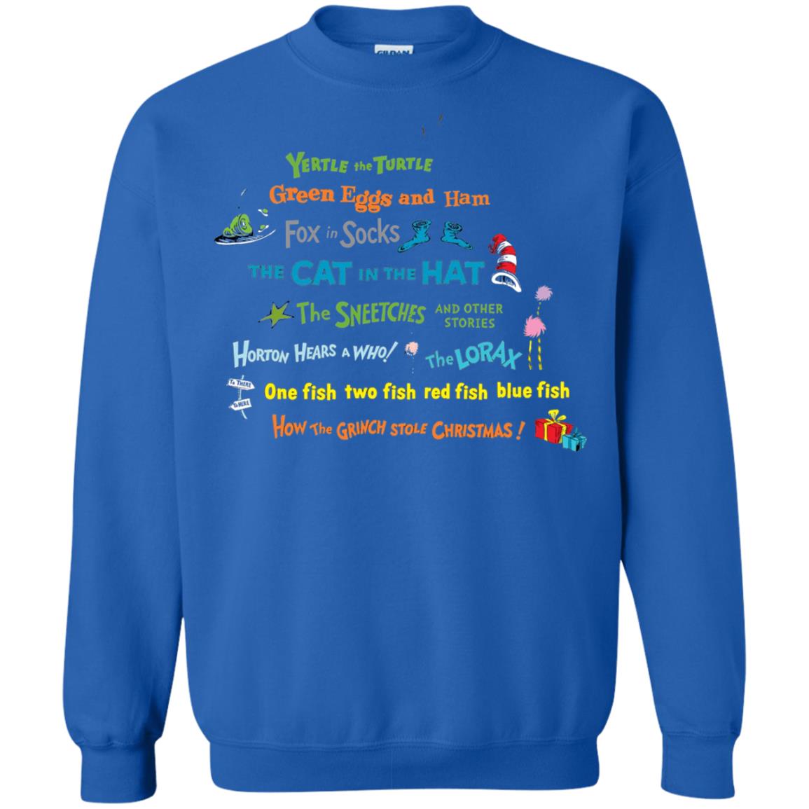 Read Across America Day T-shirt Dr. Seuss Book Title T-shirt Royal