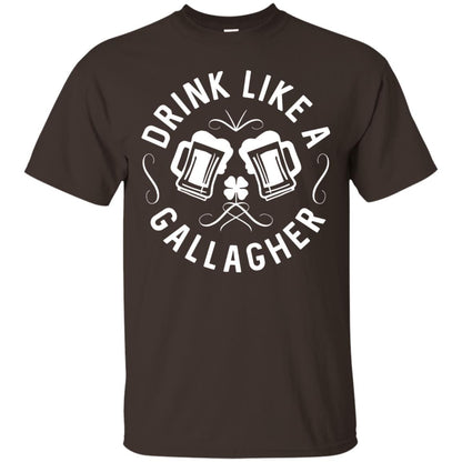 Drink Like A Gallagher Green Irish St. Patty_s T-shirt Dark Chocolate