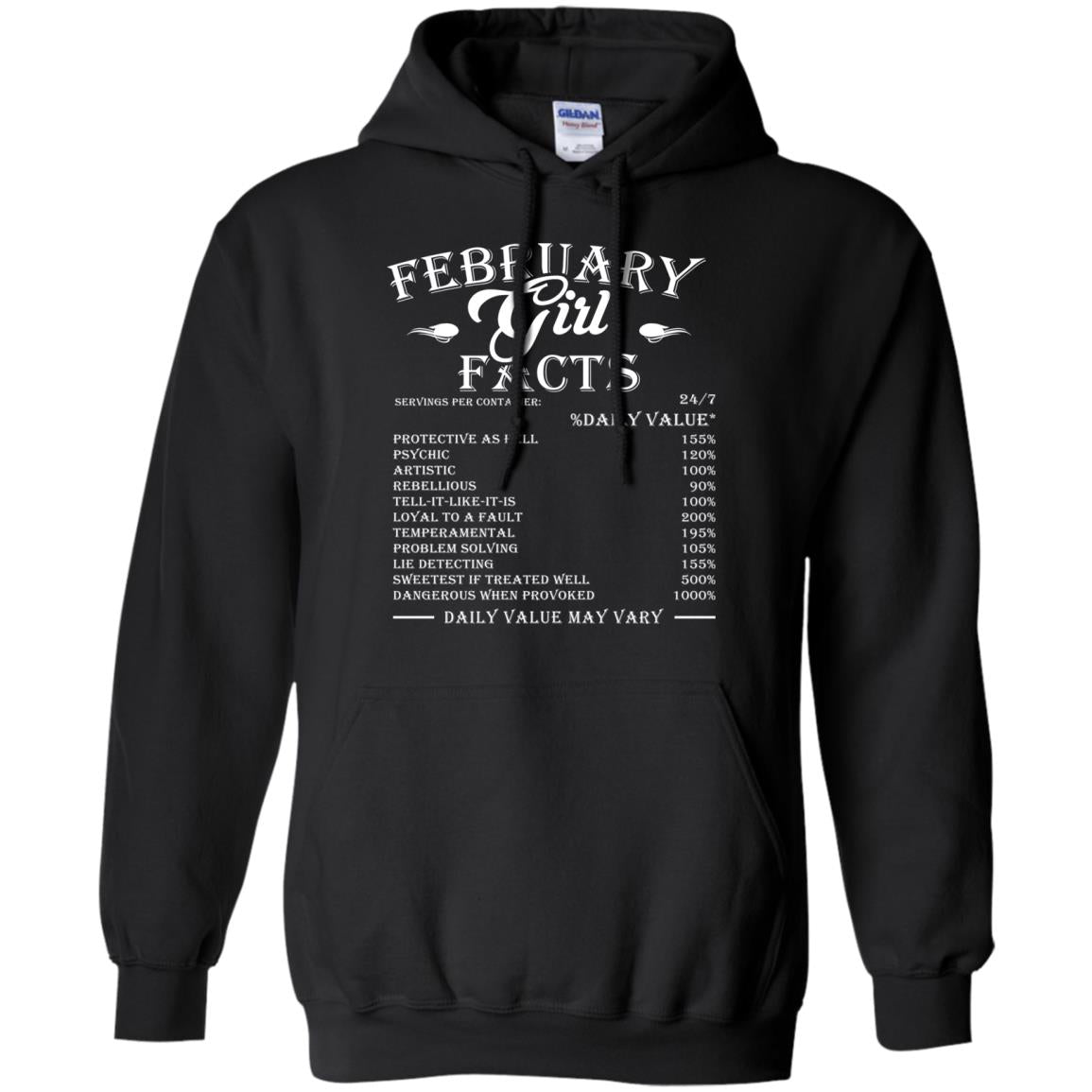 February  Girl Facts Facts T-shirtG185 Gildan Pullover Hoodie 8 oz.