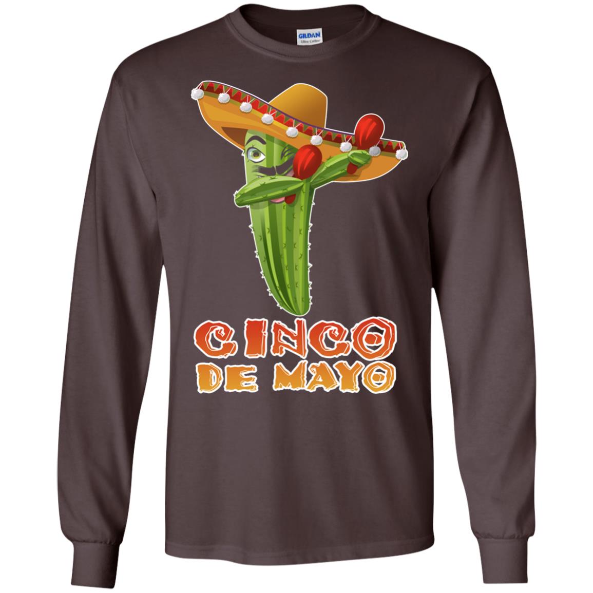 Dabbing Cinco De Mayo Cactus Shirt Dark Chocolate