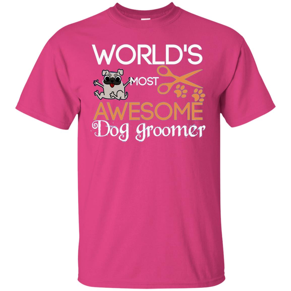 Dogs Lover Shirt World's Most Awesome Dog Groomer Heliconia