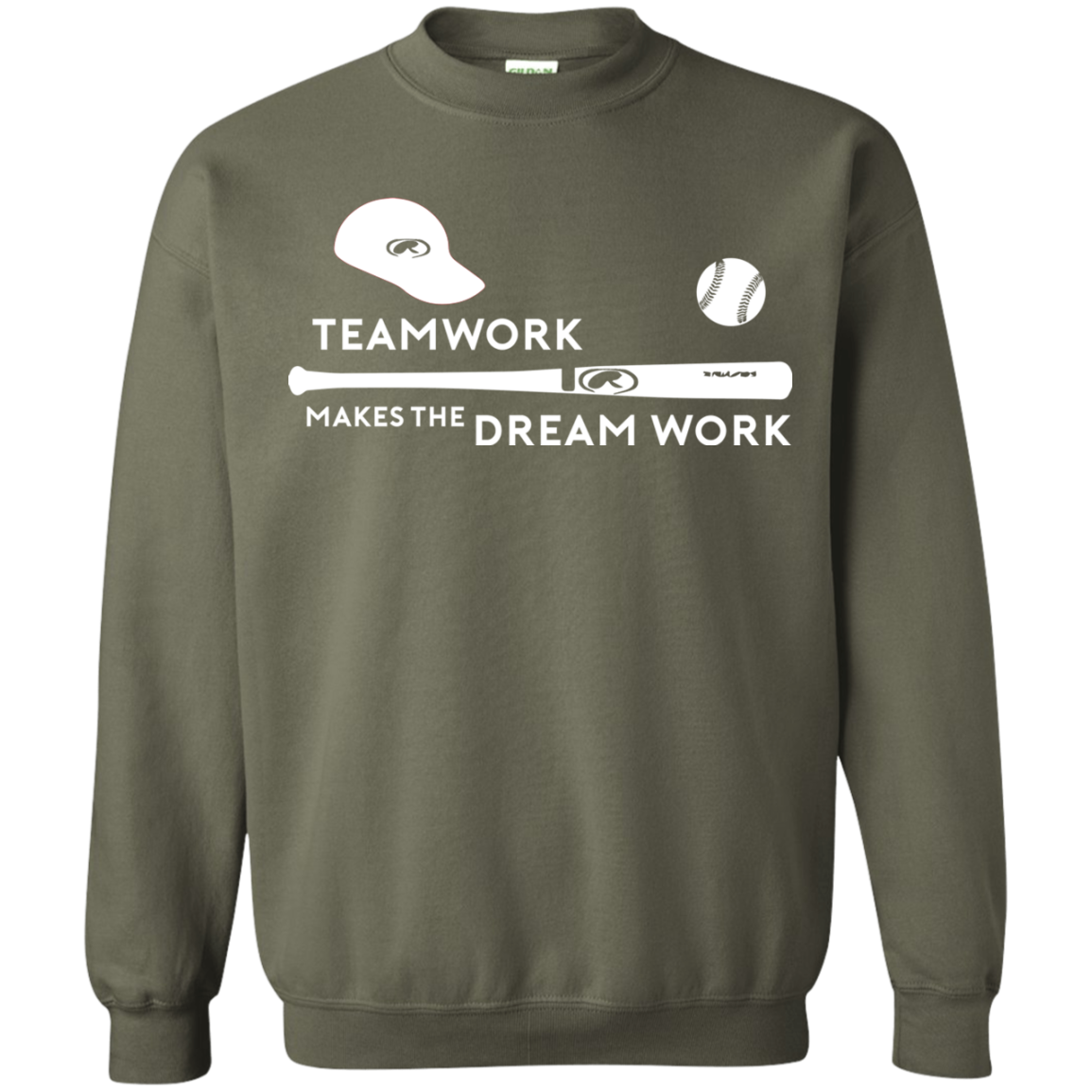 Baseball T-shirt Teamwork Makes The Dream Work Military Green