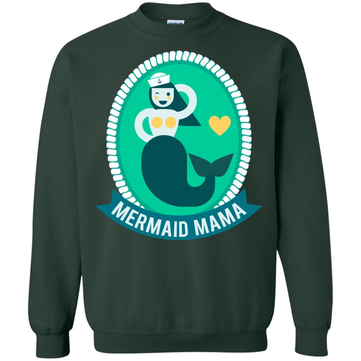 Mermaid Mama Cool Shirt For Grandma Love Mermaid Forest Green