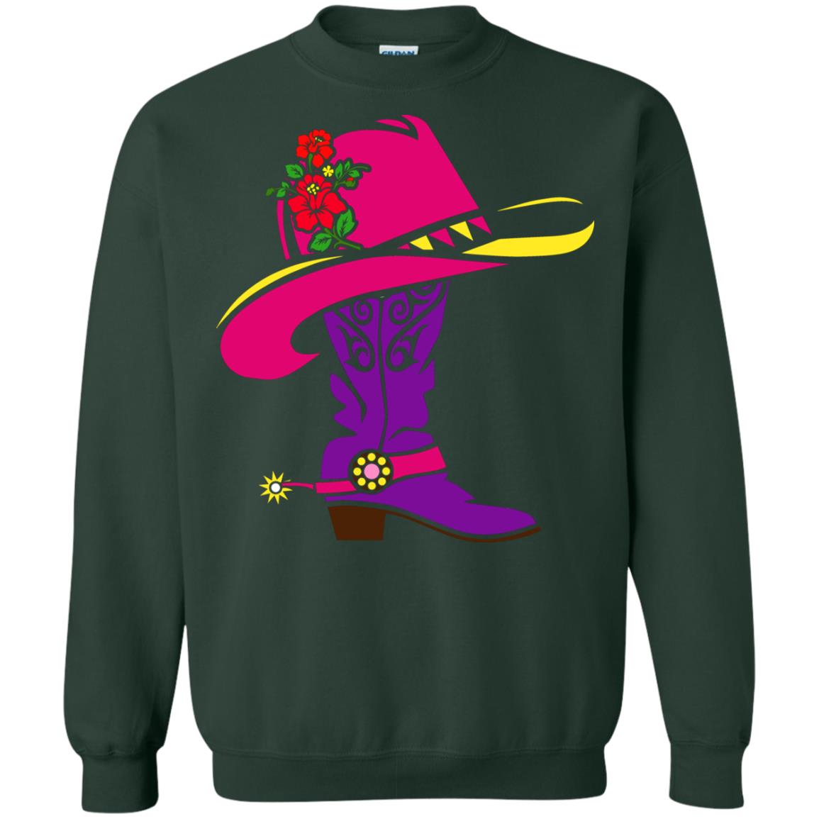 Cowgirl Boots With Hat T-shirt Forest Green