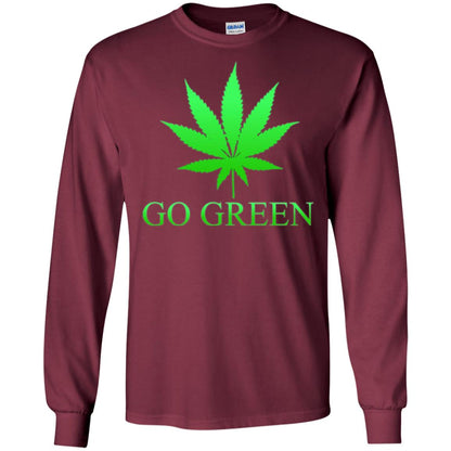 Go Green Weed T Shirt Marijuana Leaf Maroon