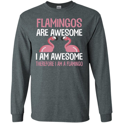 Funny Bird Lover T-shirt Flamingos Are Awesome I Am Awesome Dark Heather