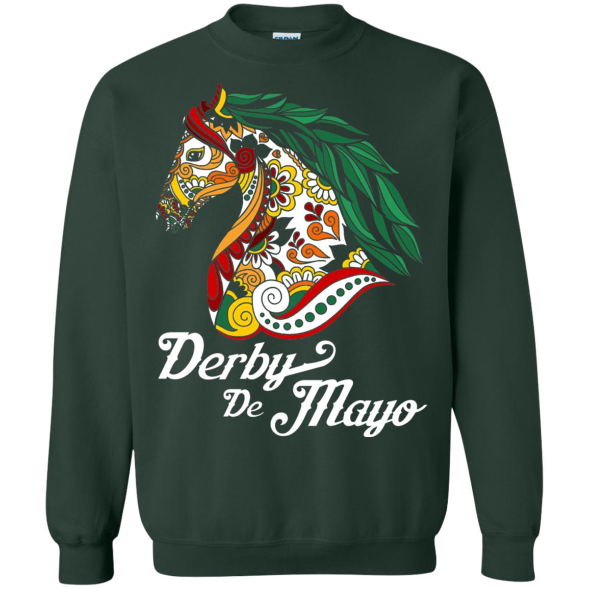 Derby Cinco De Mayo Floral Horse Race T-shirt Forest Green