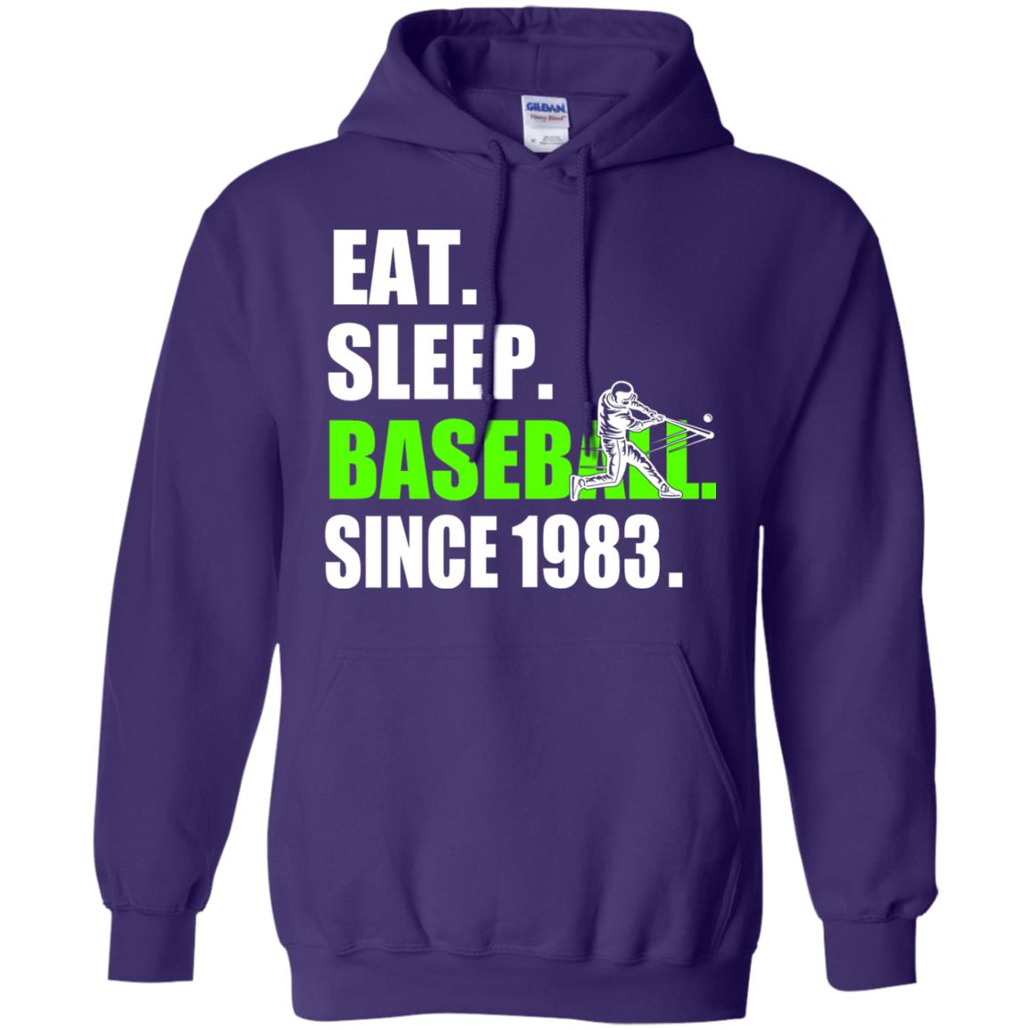 Eat Sleep Baseball Since 1983 35th Birthday Shirt Purple