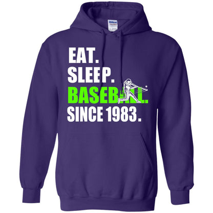 Eat Sleep Baseball Since 1983 35th Birthday Shirt Purple