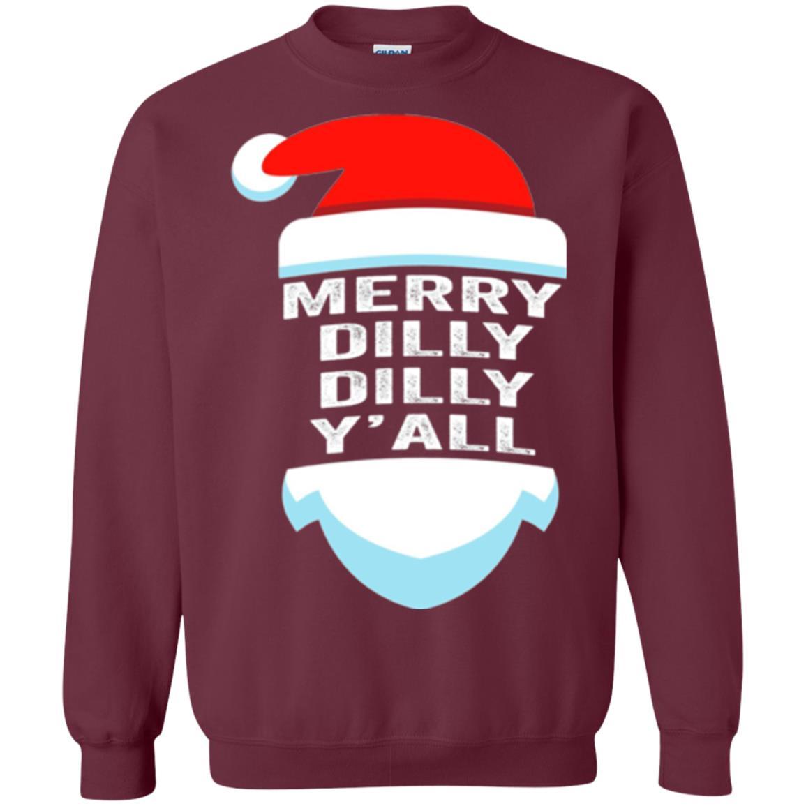 Christmas T-shirt Dilly Dilly Yall Santa Hat Christmas T-shirt Maroon