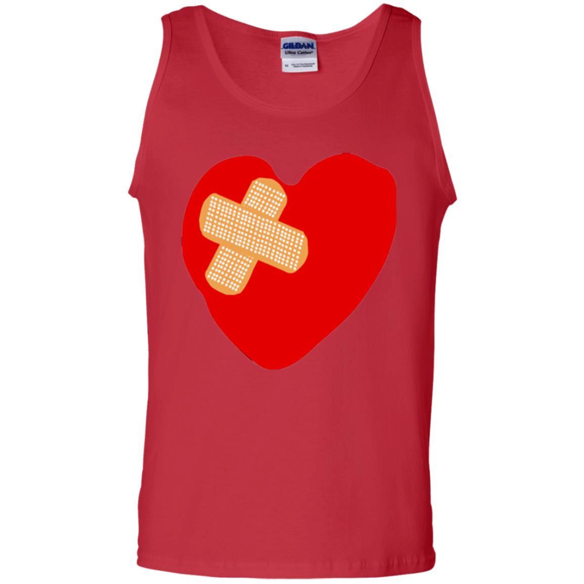 Funny Patched Up Heart Graphic T-shirt Red