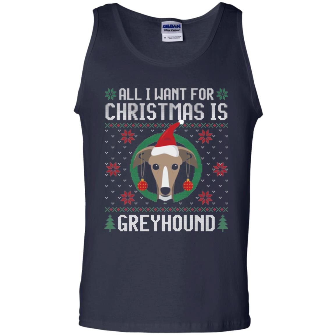 Chirstmas T-shirt All I Want For Christmas Is Greyhound Navy
