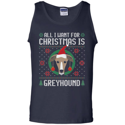 Chirstmas T-shirt All I Want For Christmas Is Greyhound Navy