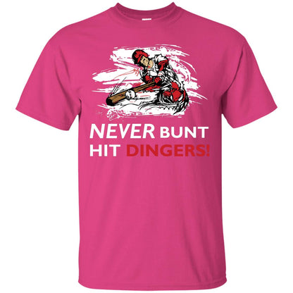 Baseball Lover T-shirt Never Bunt Hit Dingers Heliconia
