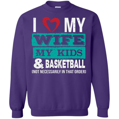 Basketball Daddy Tshirt I Love My Wife My Kids Purple