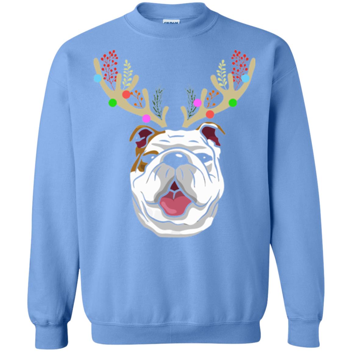 Dog Lovers T-shirt Funny Bulldogs With Antlers Carolina Blue