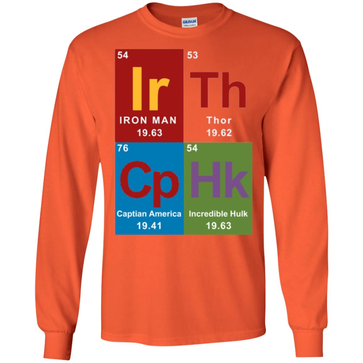 Marvel Avengers Periodic Table Elements T-shirt Orange