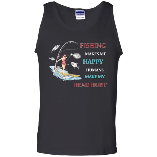 Fishing Make Me Happy Humans Make My Head Hurt Shirt Black